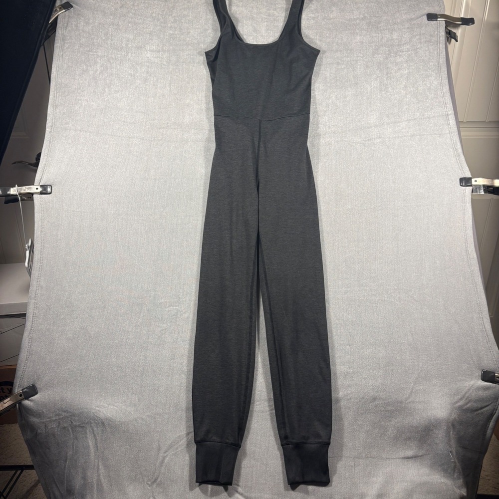 GapFit Brushed Tech Jersey Twist Back Jumpsuit Charcoal Gray S Tall